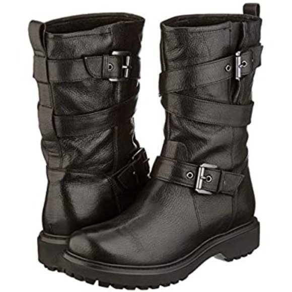 Geox Asheely Women's Leather Mid-Calf Biker Boot - Picture 1 of 9